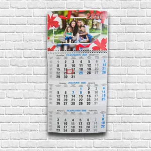 calendar perete cu 3 blocuri și poză